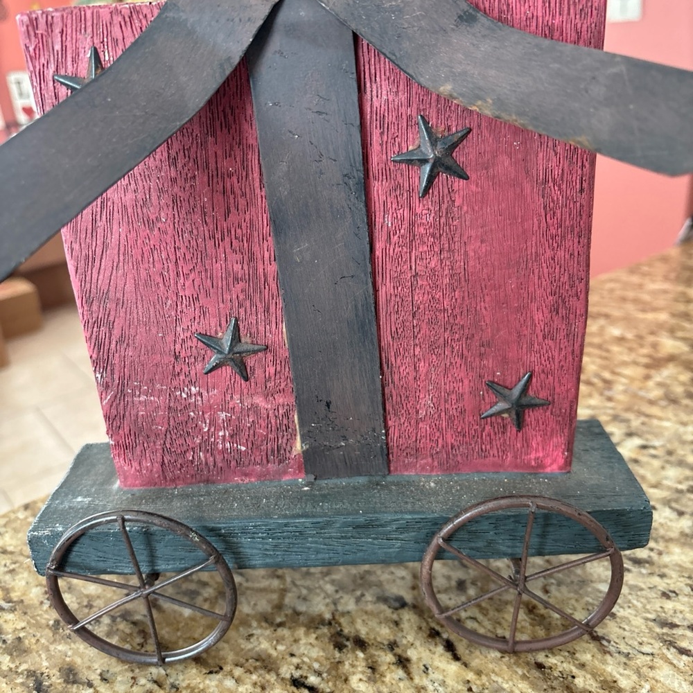 Rustic Red Holiday Wagon Decor
